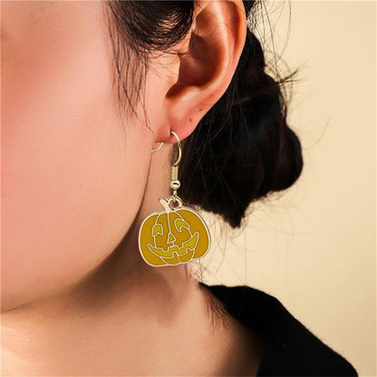 Halloween Earrings Cute Pumpkin Spooky Oil Drip Alloy Earrings Jewelry