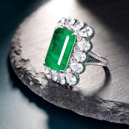 Frosty Sterling Silver Emerald Ring