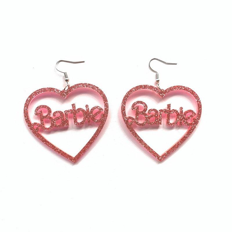 Acrylic Red Glitter Earrings For Women