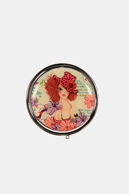 Nicole Lee USA Print Metallic Circular Large Pill Case