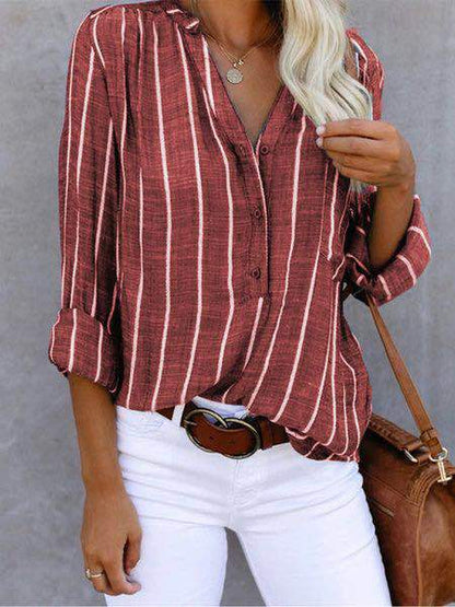 Simple And Fashionable Printed Striped Shirt For Women