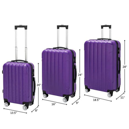 Vertical 3-in-1 Spinner Wheel With Handle Trolley Case 20in 24in 28in ABS Aluminum Alloy Trolley Classic Color - Purple