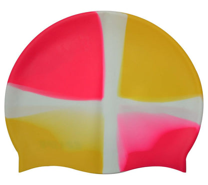 Silicone Swimming Cap Gradient Color Blocking Waterproof Printing