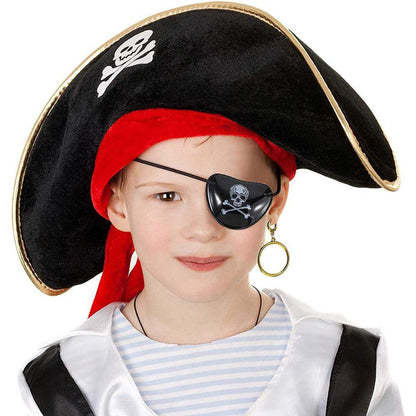 Halloween Pirate Hat Skull Print Adult Kids Pirate Captain Hat Cosplay Costume Cap Birthday Masquerade Party Prop Decor Supplies