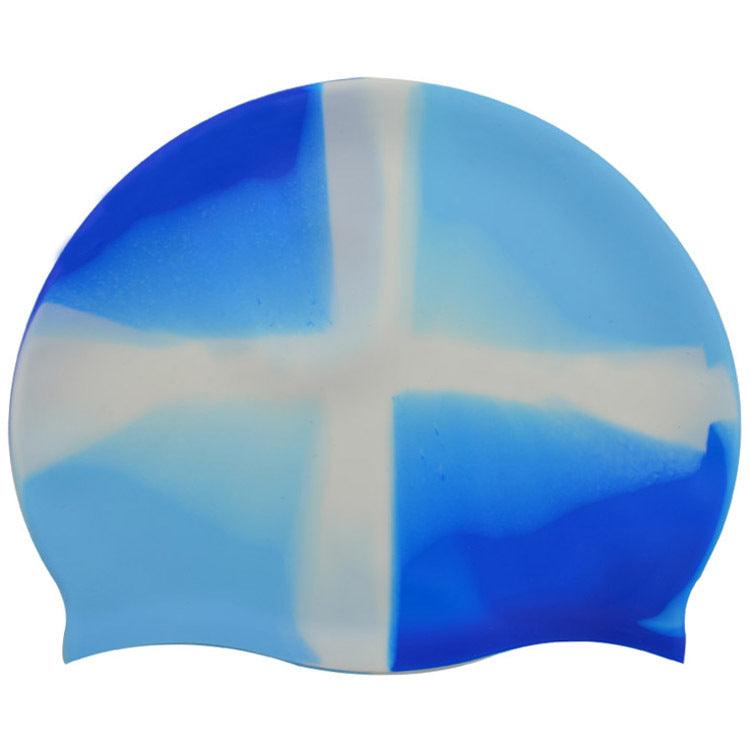 Silicone Swimming Cap Gradient Color Blocking Waterproof Printing