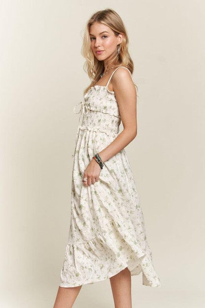 ADORA Smocked Floral Sweetheart Neck Cami Dress