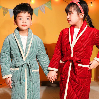 Coral Fleece Quilted Bathrobe For Baby Kids