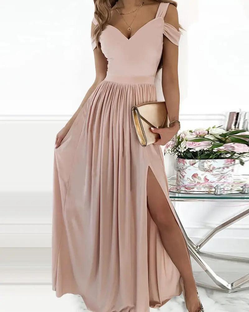 Long Floor Length Elegant Greek Style Chiffon Pleated Dress