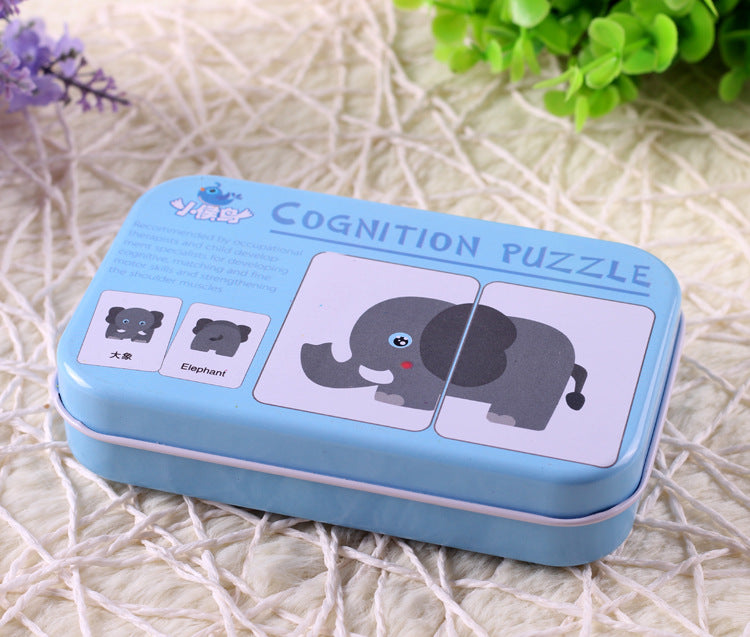 Children's Literacy Cognitive Card Baby Iron Box Puzzle Reading Card Toys