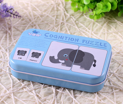 Children's Literacy Cognitive Card Baby Iron Box Puzzle Reading Card Toys