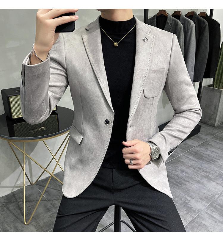 Men's Fashion Casual Suede Suit Top