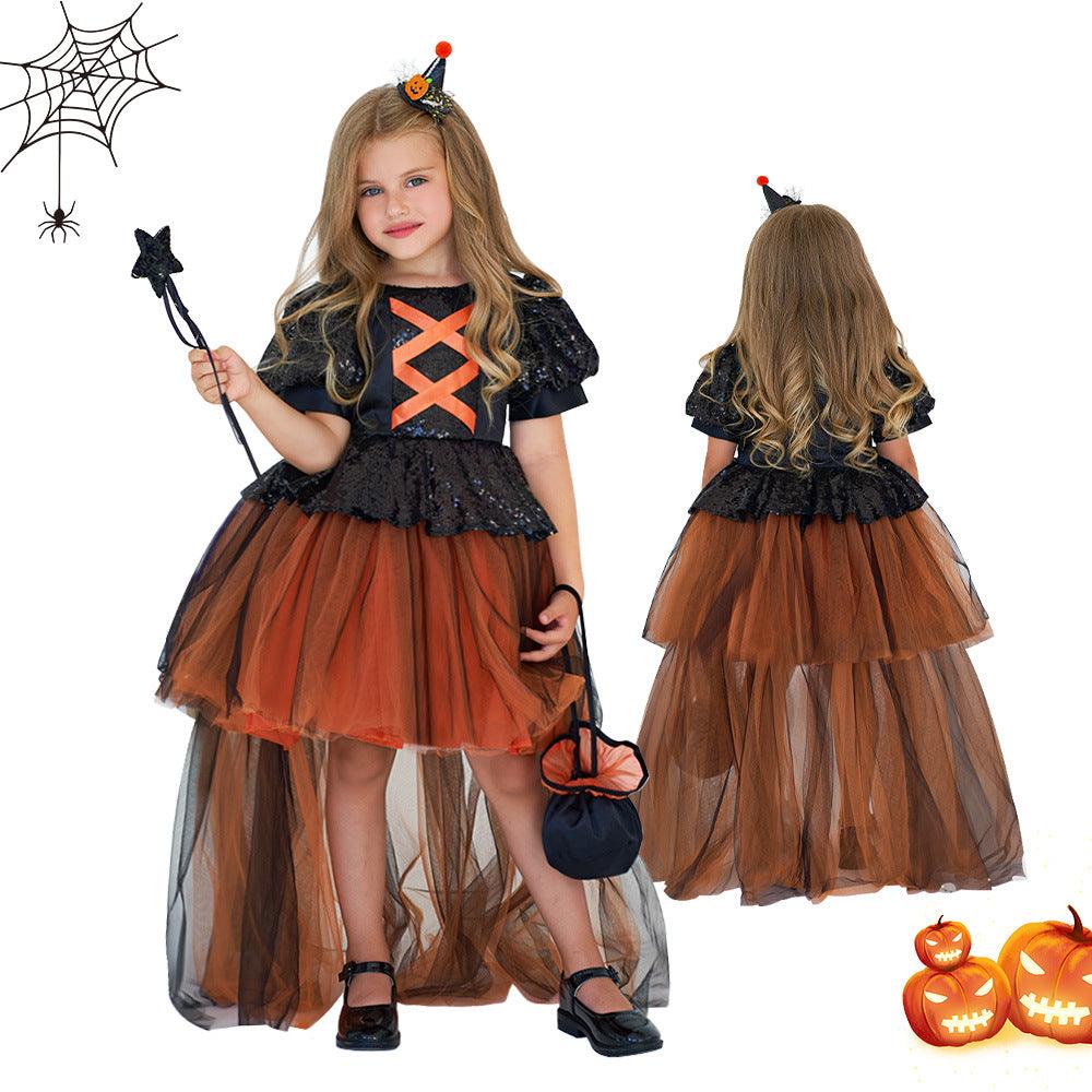 Halloween Girls' Witch Performance Costume Party Dress