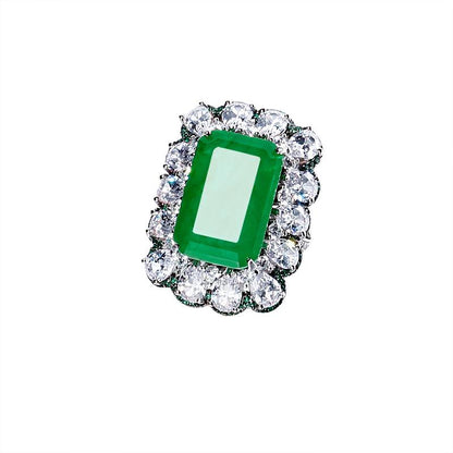 Frosty Sterling Silver Emerald Ring