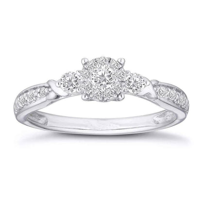 1.0 Carat Round Moissanite Engagement Rings in Sterling Silver