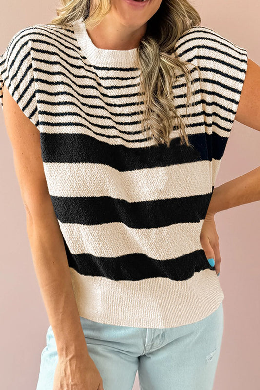 Striped Round Neck Sweater Vest