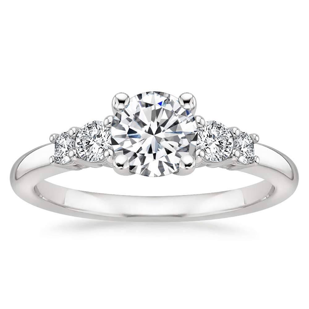 1.0 carat round Moissanite engagement ring set