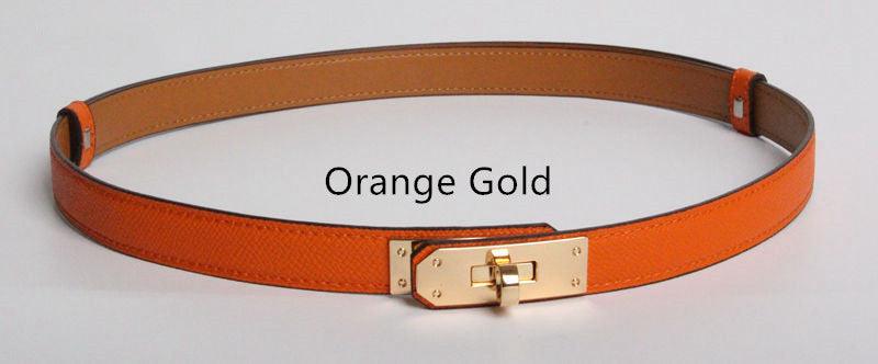 High Quality Women Real Leather 1.8cm Width Belts Golden