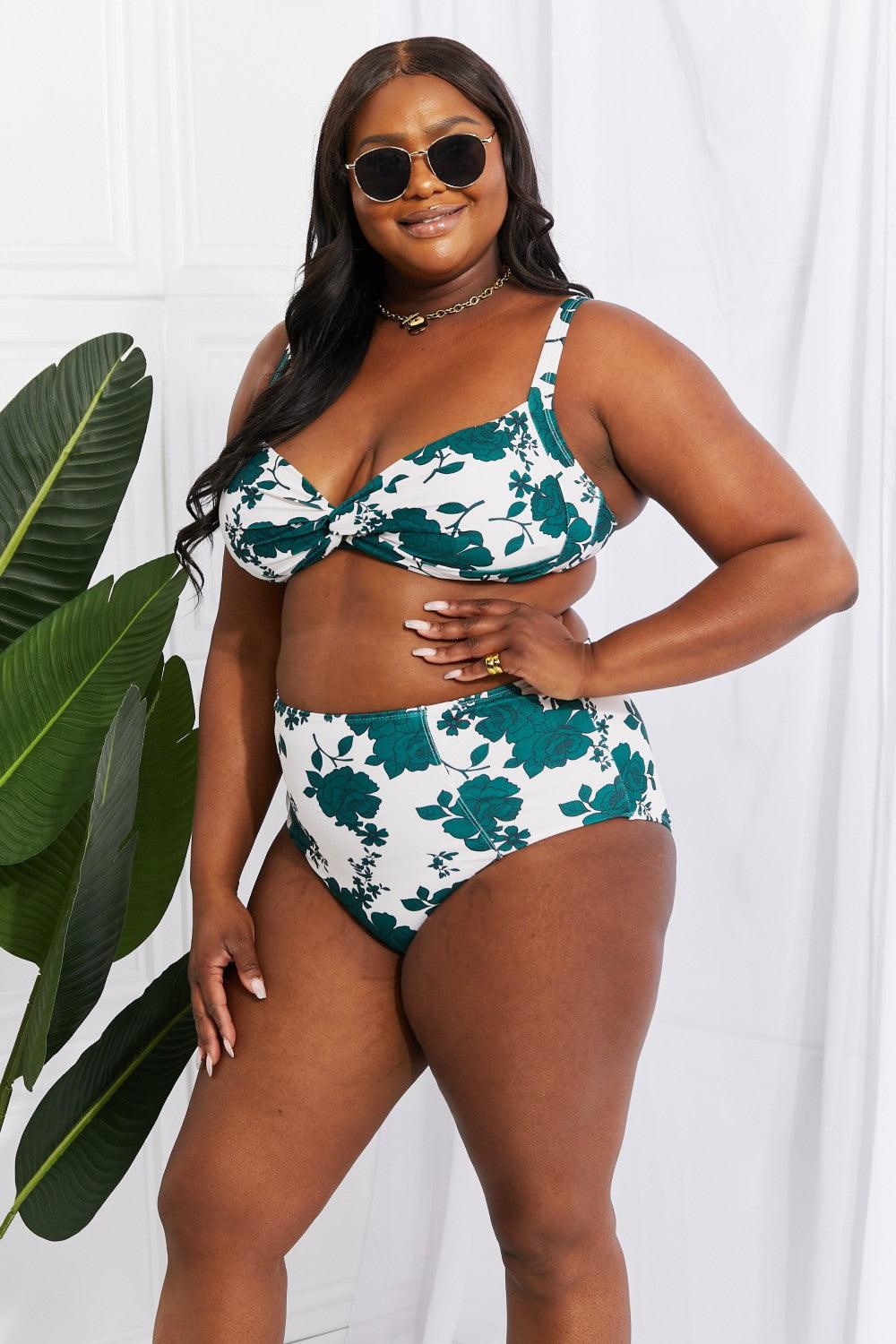 Marina West Swim Take A Dip Twist High-Rise Bikini in Forest