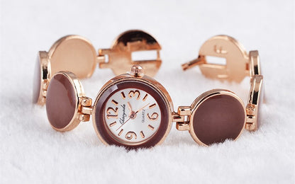 Women Watch Ladies Nobler Fashion Casual 5 Colors Wafer Design Round Dial Bracelet Watch Mujor Quartz Wristwatch Female Relojes