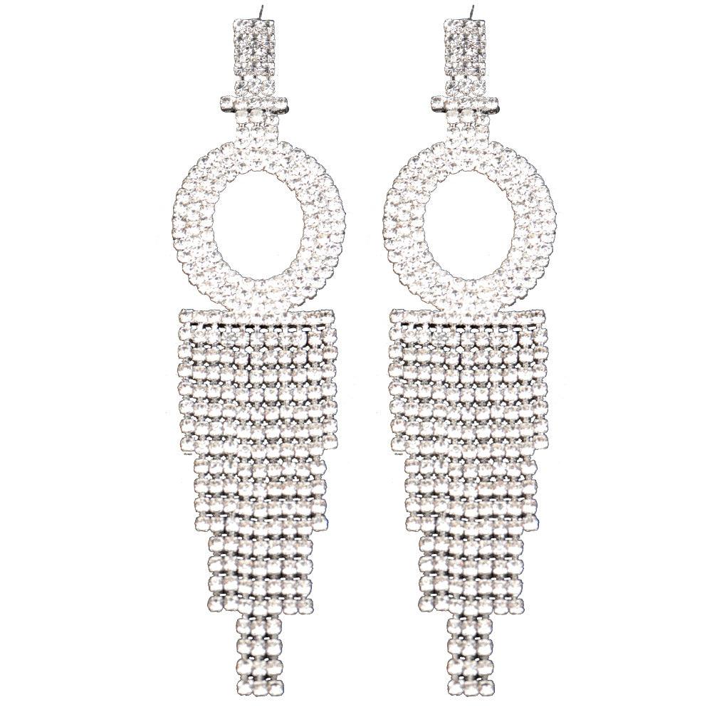 Fashion Jewelry 925 Silver Needle Ornaments Rhinestone Letter B Earrings Banquet Tassel Ear Ornaments Female