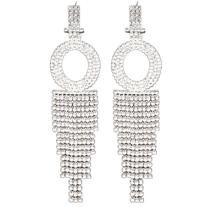 Fashion Jewelry 925 Silver Needle Ornaments Rhinestone Letter B Earrings Banquet Tassel Ear Ornaments Female