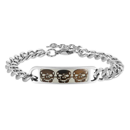 Mens Luminous Skull Titanium Steel Bracelet