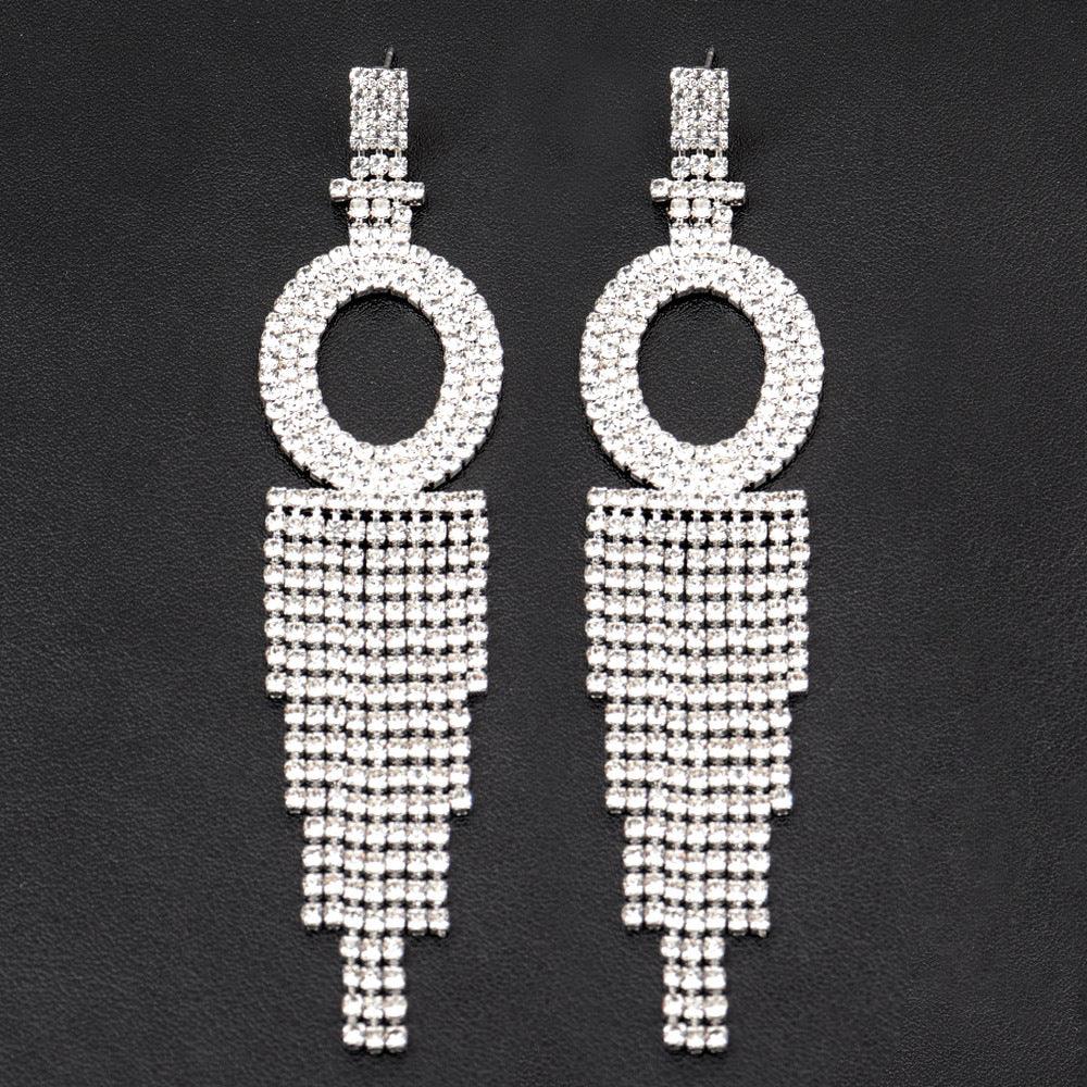 Fashion Jewelry 925 Silver Needle Ornaments Rhinestone Letter B Earrings Banquet Tassel Ear Ornaments Female